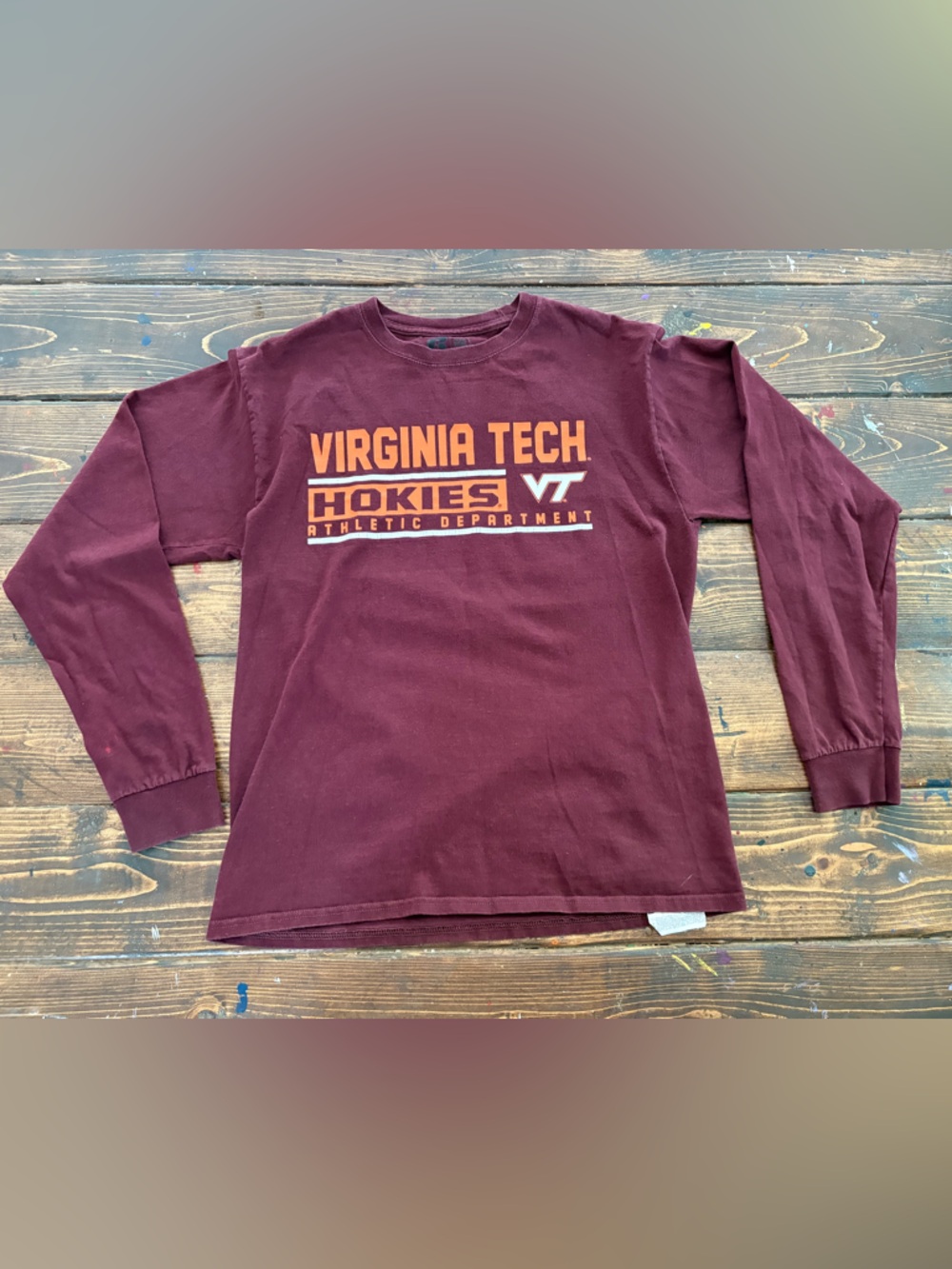 ** VIRGINIA TECH** Vintage long sleeved T-Shirt Maroon and Orange Medium M